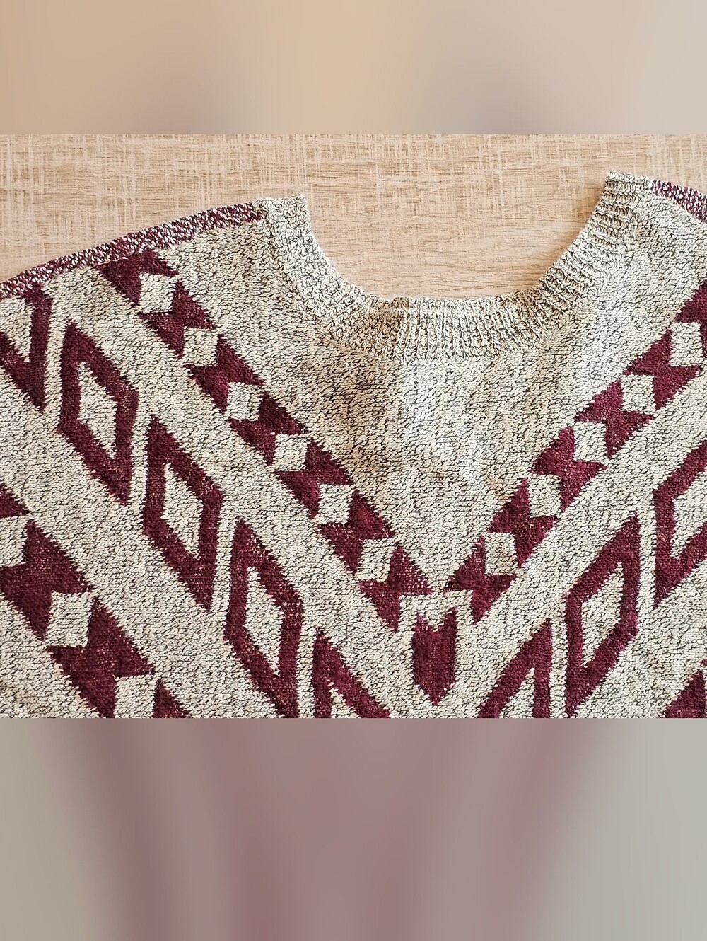 ​The Slope Brooklyn Boho Southwestern Poncho Knit Fringe Sweater Women L/XL - Picture 2 of 7